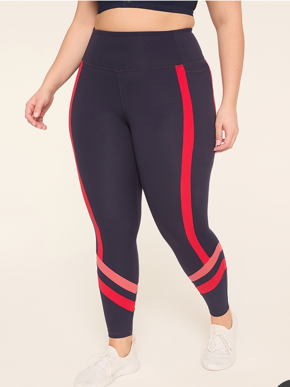 Lane Bryant Livi Navy Leggings with Red & Pink Stripes Size 22/24 3x NWT